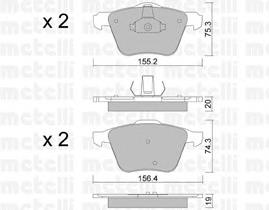 Колодки гальмівні передні, дискові 2205991 Metelli