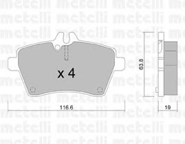 Гальмівні колодки Metelli 2206460 ціна, від 24.08 USD