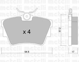 Задні гальмівні колодки Metelli 2206350 ціна, від 17.56 USD