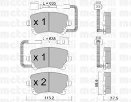 Колодки гальмові задні, дискові 2205541 Metelli