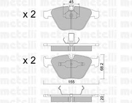 Колодки гальмівні передні, дискові 2205584 Metelli