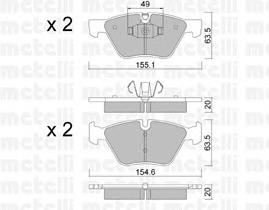 Колодки гальмівні передні, дискові 2205575 Metelli