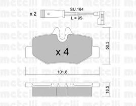 Задні гальмівні колодки Metelli 2205760K ціна, від 19.57 USD