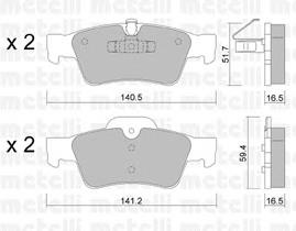Колодки гальмові задні, дискові 2205681 Metelli