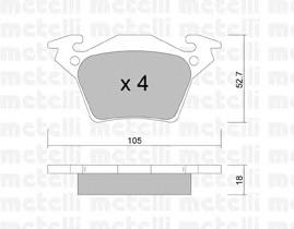 Колодки гальмові задні, дискові 2205740 Metelli