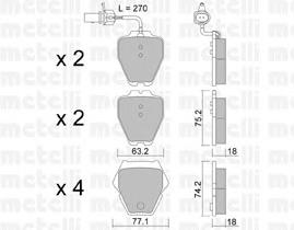 Гальмівні колодки Metelli 2207741 ціна, від 52.87 USD