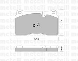 Колодки гальмівні передні, дискові 2206950 Metelli