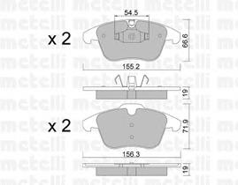 Колодки гальмівні передні, дискові 2206754 Metelli