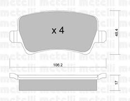 Задні гальмівні колодки Metelli 2206760 ціна, від 21.32 USD