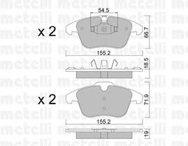 Колодки гальмівні передні, дискові 2206753 Metelli