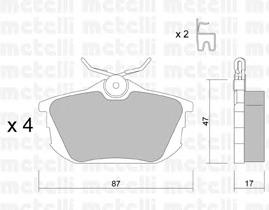 Колодки гальмові задні, дискові 2203470 Metelli