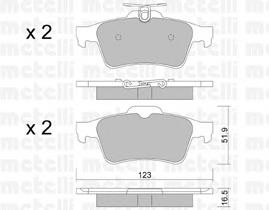 Задні гальмівні колодки 2203371 Metelli