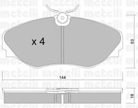 Колодки гальмівні передні, дискові 2203380 Metelli