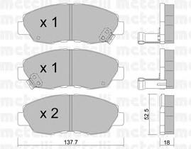 Колодки гальмівні передні, дискові 2203840 Metelli