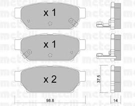 Колодки гальмові задні, дискові 2203960 Metelli