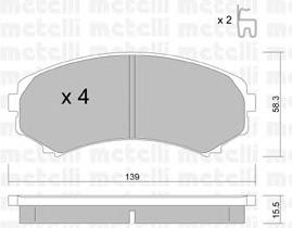 Колодки гальмівні передні, дискові 2203990 Metelli