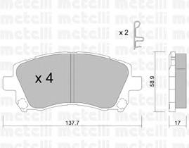 Колодки гальмівні передні, дискові 2202960 Metelli