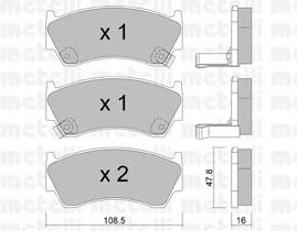 Колодки гальмівні передні, дискові 2202770 Metelli