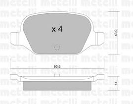 Колодки гальмові задні, дискові 2203240 Metelli