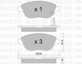 Колодки гальмівні передні, дискові 2203222 Metelli