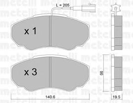 2203250 Metelli Передні гальмівні колодки