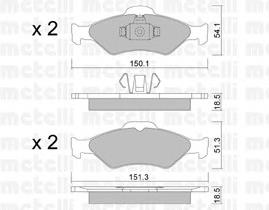 Колодки гальмівні передні, дискові 2203150 Metelli