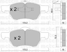 Колодки гальмівні передні, дискові 2205230 Metelli