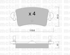 Задні дискові колодки Metelli 2205460