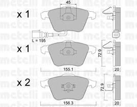 Колодки гальмівні передні, дискові 2205492 Metelli