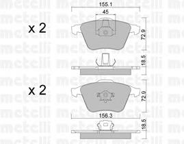 Колодки гальмівні передні, дискові 2205493 Metelli