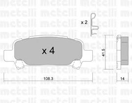 Колодки гальмові задні, дискові 2204140 Metelli