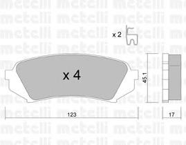 Колодки гальмові задні, дискові 2204530 Metelli