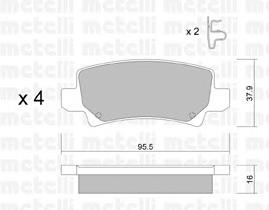 2204470 Metelli Колодки гальмівні задні, дискові