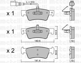 Колодки гальмові задні, дискові 2206611 Metelli