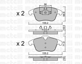 Колодки гальмівні передні, дискові 2206755 Metelli