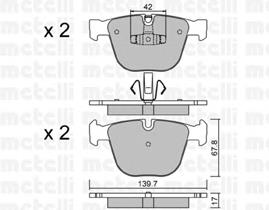 Колодки гальмові задні, дискові 2207736 Metelli