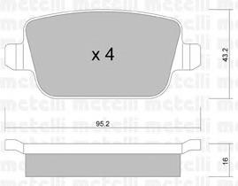 Задні гальмівні колодки Metelli 2207800 ціна, від 19.71 USD