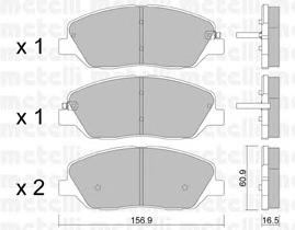Передні тормозні колодки 2207870 Metelli
