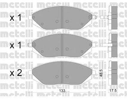 Колодки гальмівні передні, дискові 2209080 Metelli