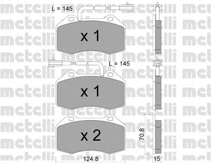 Колодки гальмівні передні, дискові 2206512 Metelli