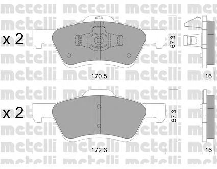 Колодки гальмівні передні, дискові 2209060 Metelli