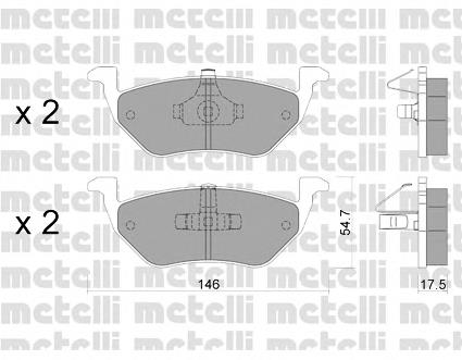 2209070 Metelli Колодки гальмівні задні, дискові