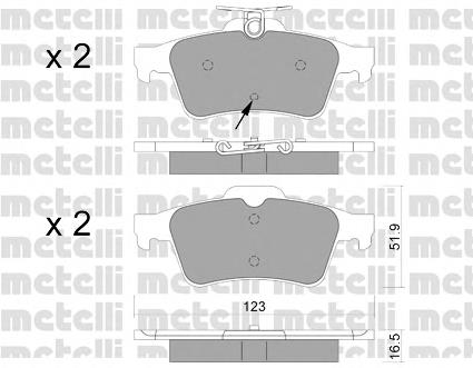 Колодки гальмові задні, дискові 2203372 Metelli