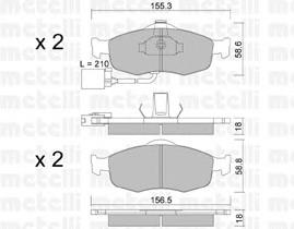 Колодки гальмівні передні, дискові 2201461 Metelli