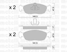 Колодки гальмівні передні, дискові 2201561 Metelli