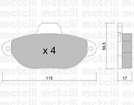 Колодки гальмівні передні, дискові 2201591 Metelli