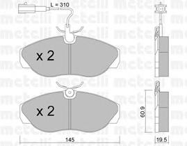 Колодки гальмівні передні, дискові 2201541 Metelli