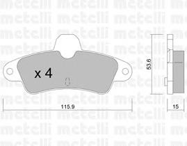 Колодки гальмові задні, дискові 2201430 Metelli