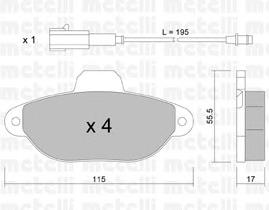 Колодки гальмівні передні, дискові 2201592 Metelli