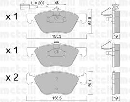 Колодки гальмівні передні, дискові 2200832 Metelli